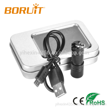 Super Mini USB Rechargable Flashlight Led Aluminum Torch With Gift Box